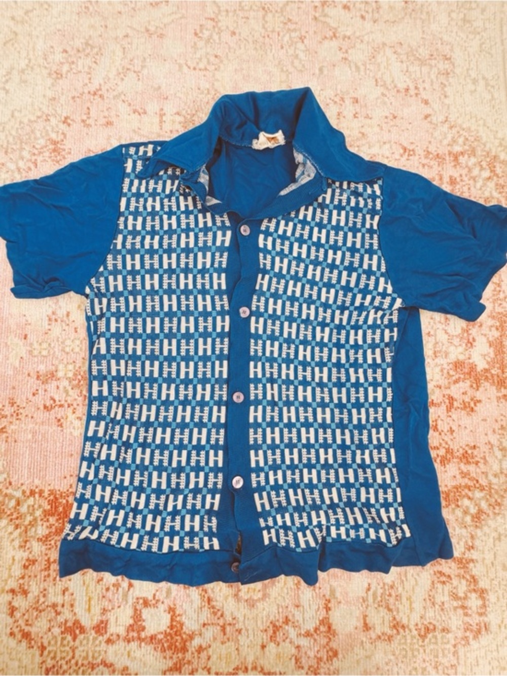 Montgomery Ward, Men’s Vintage Blue Patterned Shirt